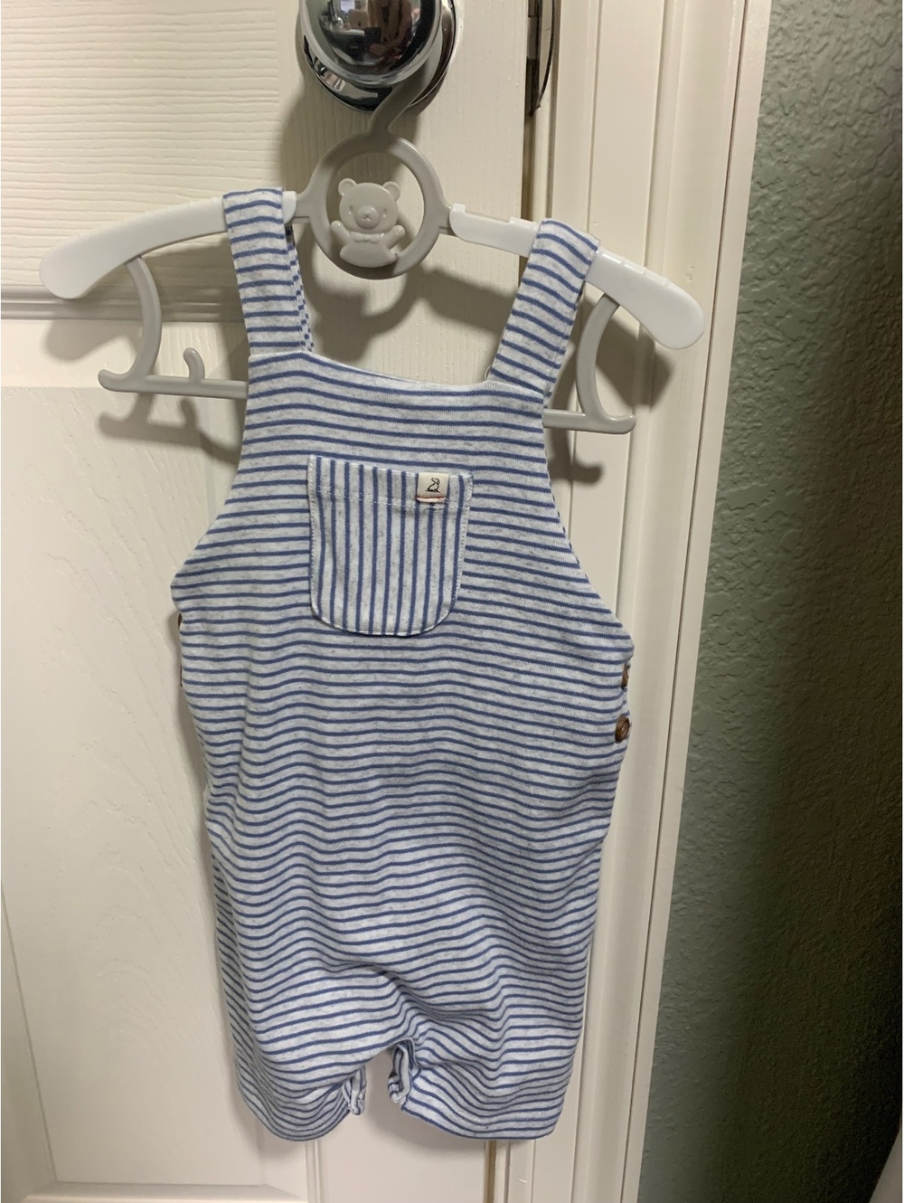 Me & Henry Blue and White Striped Baby Overalls 9-12M